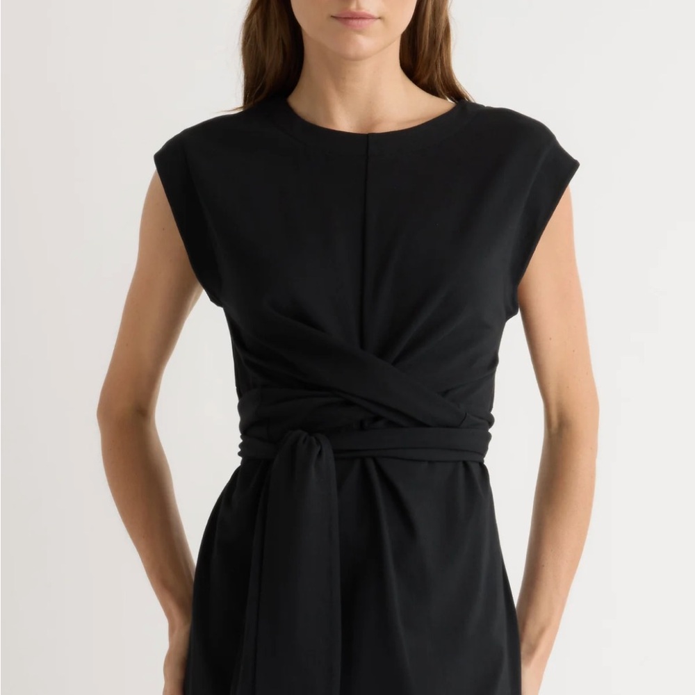 Modern Citizen Fei Organic Cotton Tie-Front Dress in Black